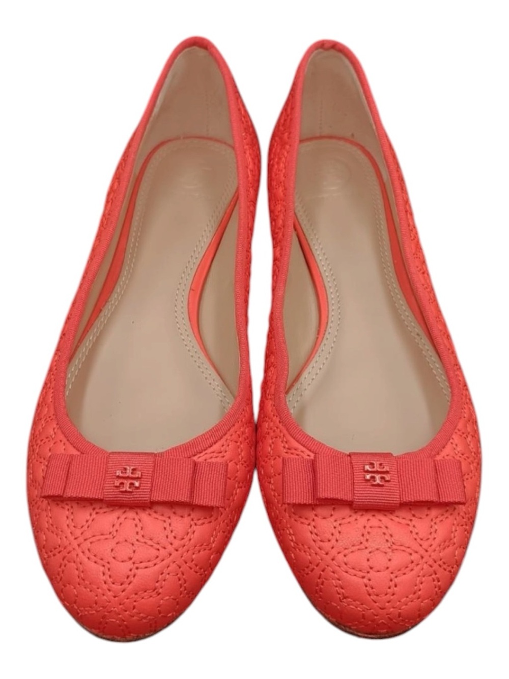Tory Burch Quilted Leather Marion Ballet Flats Sweetheart Bow
